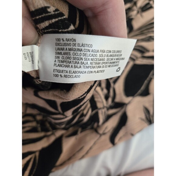 ​Wild Fable S Tropical Print Pants Smocked Waist Black Tan Harem Boho Womens - Picture 8 of 8